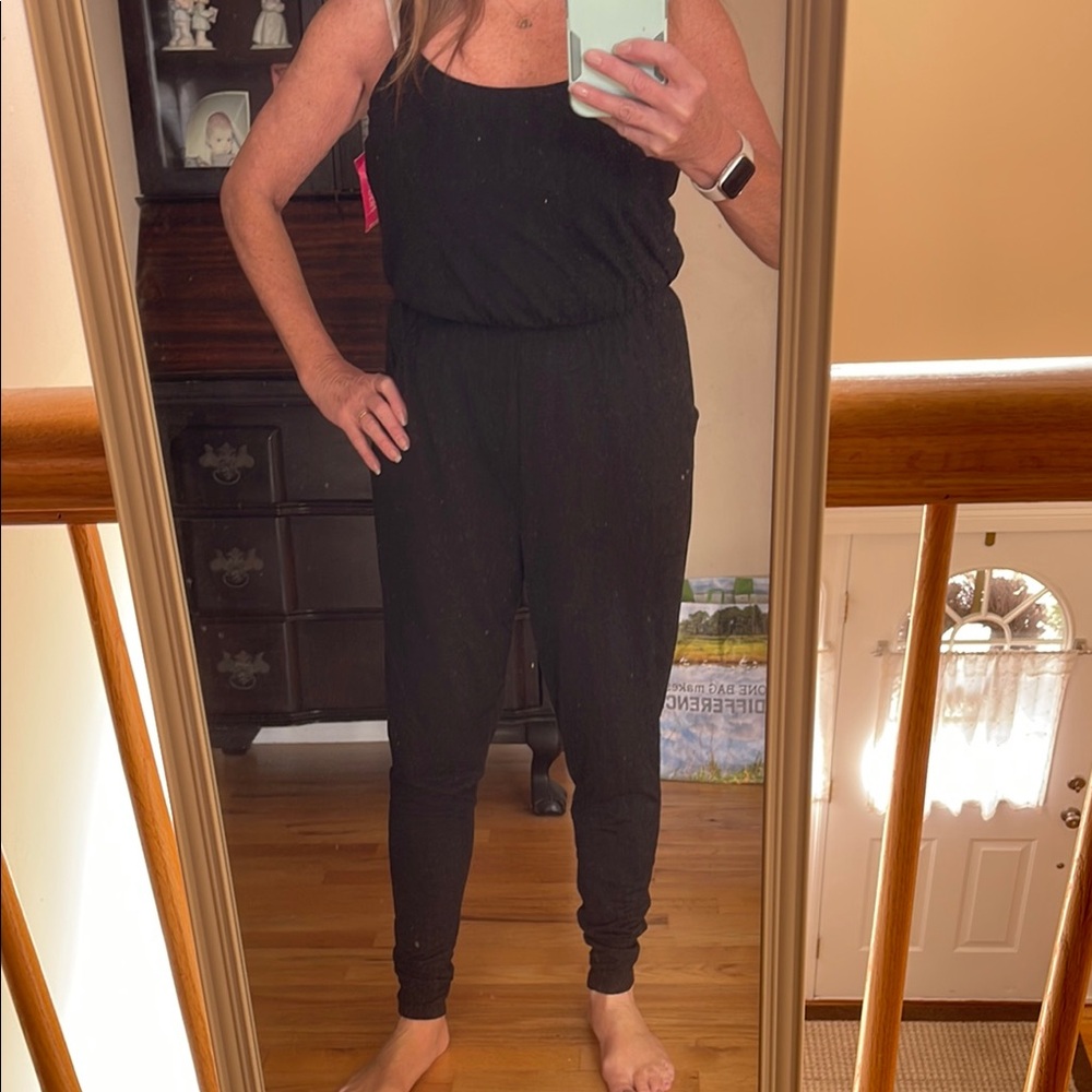 Xhilaration Black Jogger Jumpsuit with Sleeveless Design